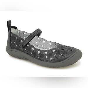 JBU Black Laser-Cut Mary Jane Flat